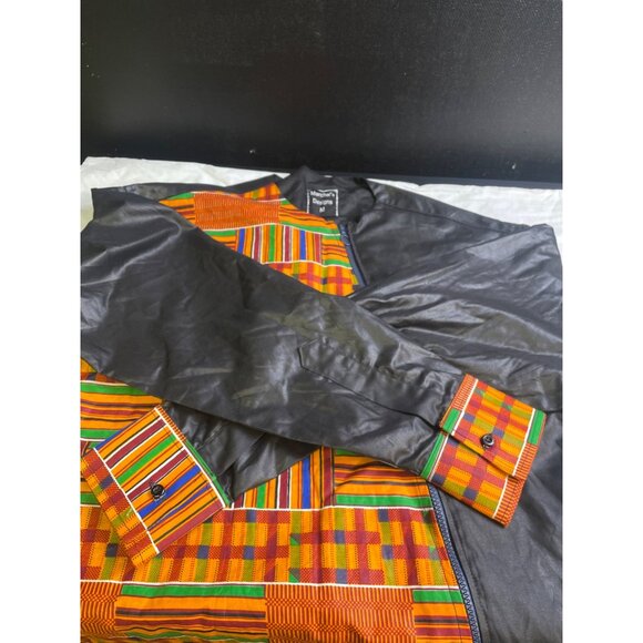 Marchal's Designs Men's Black and African Print Zipper up Shirt Size M SKU 3275 - Picture 6 of 6